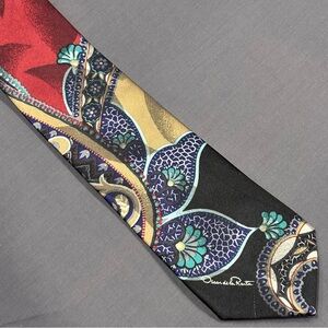 Oscar de La Renta Studio Men’s Vintage Neck Tie Paisley Floral Silk Blend